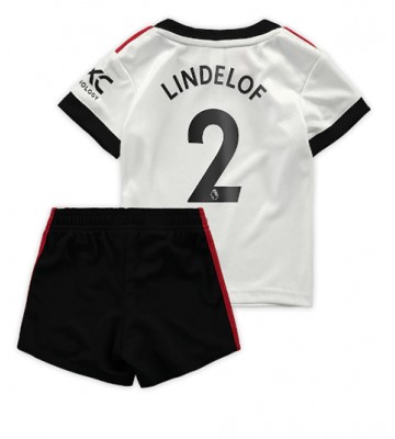 Manchester United Victor Lindelof #2 Bortedraktsett Barn 2022-23 Kortermet (+ Korte bukser)